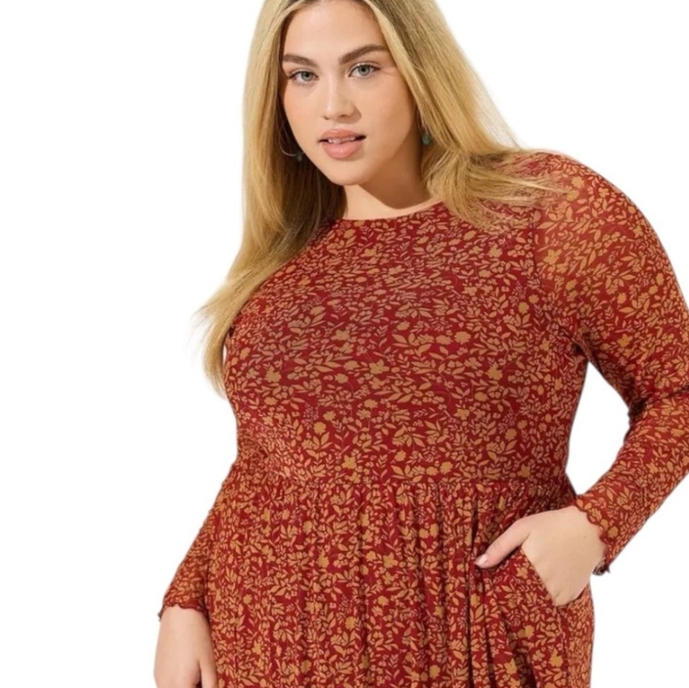 TORRID Ruffled Mini Dress - Mesh Floral - Picture 3 of 7